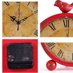 Table Clock Konigswerk Table Clocks, Retro Tabletop 8 Inches Metal Desk Battery Operated with Bird