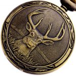 Quartz Pocket Watch with Chains Retro Deer Half Hunter