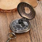 Mudder Vintage Roman Numerals Quartz Pocket Watch: Timeless Elegance in Bronze
