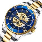 Mens Watches Mechanical Automatic Self-Winding Stainless Steel Skeleton