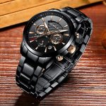Waterproof Chronograph Wrist Watch Black Strap Sport