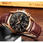 LIGE Mens Watches Leather Analog Quartz Watch Men