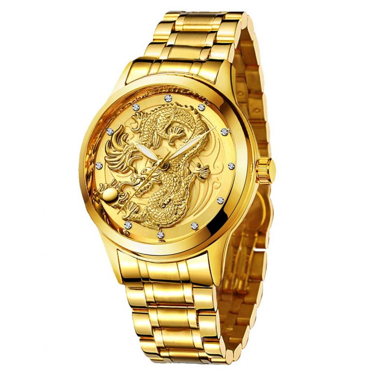 Udaney -Mens-Gold-Dragon-Watches-Golden Business