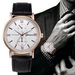 Luxury Men's Leather Wrist Watch - Glass Quartz Analog