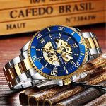 Mens Watches Mechanical Automatic Self-Winding Stainless Steel Skeleton