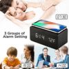 Smart Wooden Alarm Clock with Qi Wireless Charging – LED Display, Voice Control