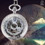 SIBOSUN Magnifier Pocket Watch with Chain Box Skeleton