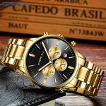 CRRJU Men's Multifunctional Chronograph Watch – Golden Black Elegance for Every Occasion! 🌟