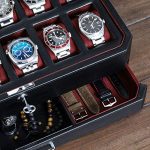 Watch Collection with the 12 Slot Luxury Leather Watch Box - Stylish Organization and Unmatched Protection in Black/Pink