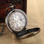 SIBOSUN Pocket Watch Mechanical Skeleton Antique Men