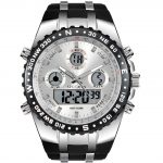 l Analog Digital Backlight Watch Black Silicone Band