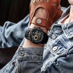 Chronograph Black Big Face Waterproof Date Analog Quartz Watch 3D Dragon