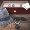Luxury Cherry Wood Watch Box - Secure 12 Watch Display Case with Glass Top, Ideal Gift for Watch Enthusiasts