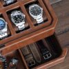 12 Slot Leather Watch Box with Valet Drawer
