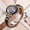 LIGE Lightweight Analog Quartz Watch for Women Waterproof Ceramic Band