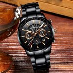 Waterproof Chronograph Wrist Watch Black Strap Sport