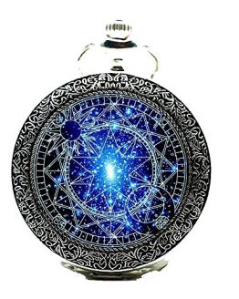 Watch Chain Bronze Pocket Watches-Steampunk Blue Magic Round