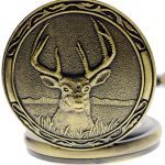 Quartz Pocket Watch with Chains Retro Deer Half Hunter