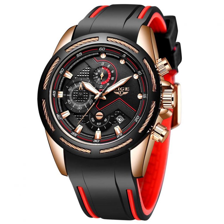 Waterproof Quartz Watch: Fashionable Black Gold Military Design with Multi-Functionality LIGE Men's Watch Fashion Waterproof Analog Quartz Watch Men