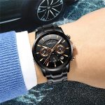 Waterproof Chronograph Wrist Watch Black Strap Sport