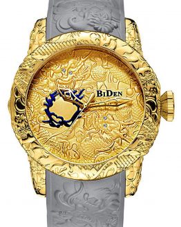 Dragon Watches for Men 3D Engraved Big Face Gold Watches