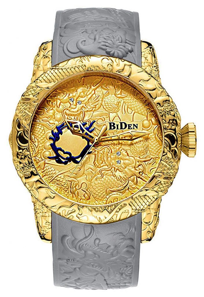 Dragon Watches for Men 3D Engraved Big Face Gold Watches Dragon Watches for Men 3D Engraved Big Face Gold Watches