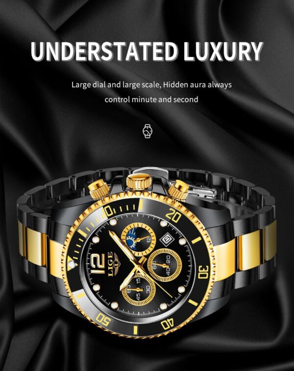 LIGE Watch Mens 24Hour Moon Phase
