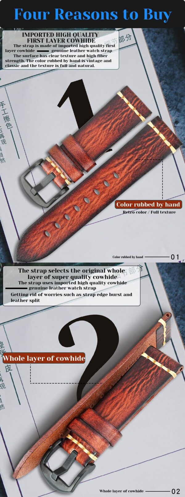 Leather Watchband for Galaxy Watch Strap 18mm 20mm 22mm 24mm Leather Watchband for Galaxy Watch Strap 18mm 20mm 22mm 24mm