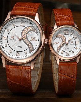 Ultrathin Leather LOVE Romantic Couple Wrist Watch