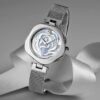 Rose Flower Women Wristwatch Leather Strap 