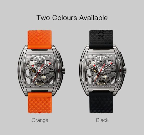 Luxurious Titanium Case Men's Automatic Wristwatch Watch Business Automatic Wristwatch with Silicone Leather