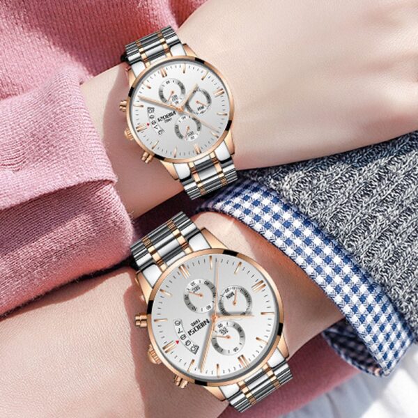 Luxurious Quartz Couple Watches for Lovers – Waterproof, Chronograph, and Shock Resistant Timepiece for Fashion and Casual Wear Lovers' Waterproof Matching Couple Watches