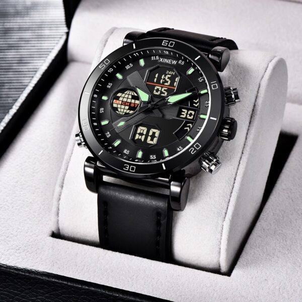 Command Your Time with Precision: Waterproof Quartz Digital LED Sports Watch for Men - Ideal for Casual, Business, and Outdoor Adventures Digital Led Casual Watches Men's Leather Sports