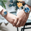 OLEVS 9970 Luxury Quartz Couple Watch Set – Elegant Stainless Steel with Rhombus Mirror Dial, Luminous Feature, and 30m Water Resistance