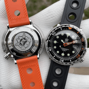 Sturdy men’s dive watch with a stainless steel case, luminous dial, and ceramic bezel, designed for underwater visibility and durability up to 300 meters.