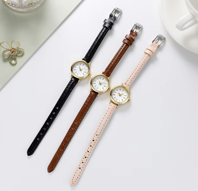 Vintage women’s watch with an oval dial and black PU leather strap, perfect for adding retro elegance to everyday outfits