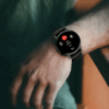 AMOLED display smartwatch with NFC, IP68 waterproof rating, and Bluetooth call functionality for women and men.