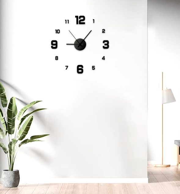 Frameless DIY Silent Wall Clock with Customizable Antique Design, Perfect for Living Room or Bedroom Decor. 