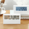 LCD Electric Desk Alarm Clock with Temperature, Humidity Display & Calendar – Modern Home or Office Watch Battery Operated for Comfort & Health