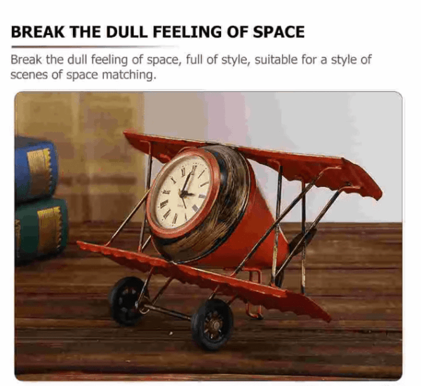 Retro Airplane Desk Clock – Vintage Decorative Timepiece for Living Room, Office, or Bedroom Retro Airplane Desk Clock – Vintage Decorative Timepiece