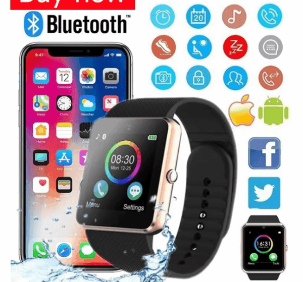 Smart Watch with SIM & TF Card Slot: Bluetooth Calling and Waterproof Design for Everyday Sports Smartwatch with SIM and TF card support, featuring Bluetooth, camera, and waterproof design – ideal for fitness and everyday use.