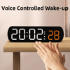 Voice Control Digital Alarm Timer Clock with Mirror Display, Dual Alarm, Temperature & Night Mode – Black LED Desk Clock.