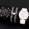 4pcs Couple Watch & Magnetic Heart Bracelet Set – Stylish Quartz Watches with Silicone Strap for Women