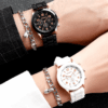 4pcs Couple Watch & Magnetic Heart Bracelet Set – Stylish Quartz Watches with Silicone Strap for Women