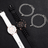 Matching 4pcs Couple Watch Set with silicone straps, 38mm alloy cases, and magnetic heart bracelets for a stylish and elegant look. Perfect for women who love both fashion and practicality. 💖  