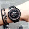 SANDA 1009 1074 Steering Wheel Quartz Watch Set for Men & Women – Luxury Waterproof Wristwatches with Stainless Steel Strap, Ideal Couple Gift