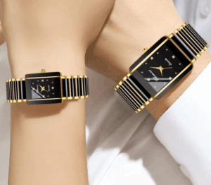 Fashion Watch Men Women Ceramic Quartz Wristwatch – Waterproof and stylish couple's clock with an alloy case and comfortable ceramic strap. Ideal for daily wear! ⌚