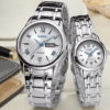 Elegant GUANQIN Couple Watch Set with Miyota quartz movement, luminous hands, 30M water resistance, and a stainless steel design. Perfect gift set for couples or loved ones! ⏰💖 