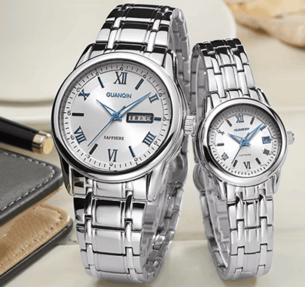 Stylish Couple Watch Set for Men & Women with Miyota Quartz Movement, Water-Resistant and Luminous Hands – Perfect Lovers Gift Elegant GUANQIN Couple Watch Set with Miyota quartz movement, luminous hands, 30M water resistance, and a stainless steel design. Perfect gift set for couples or loved ones! ⏰💖